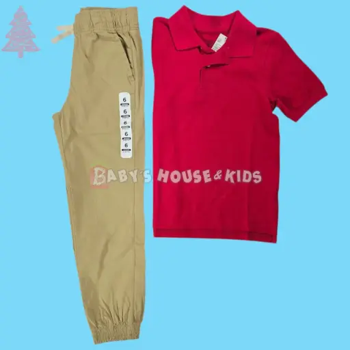 Polo roja y jogger, talla 6