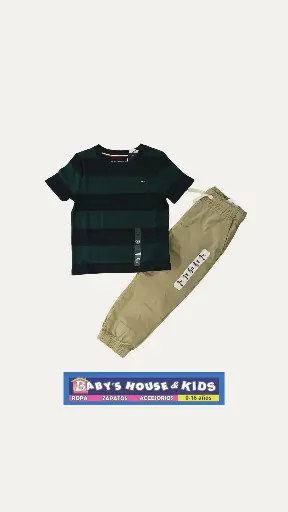 Camiseta Tommy y Pantalón Jogger en talla 3t varón 