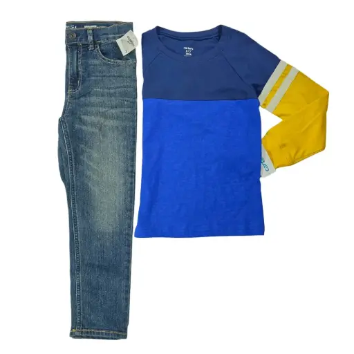 Manga larga de algodón y Jeans, talla 7