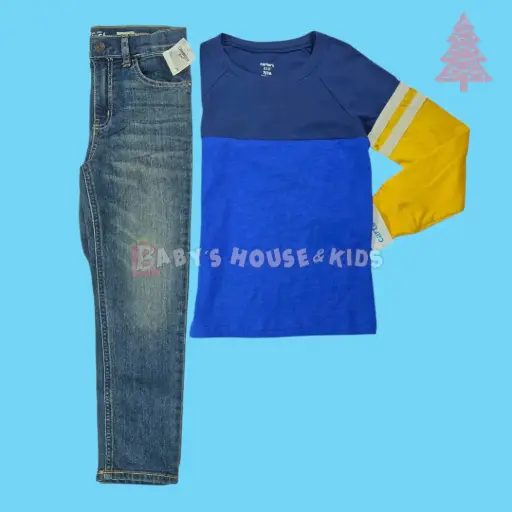 Manga larga de algodón y Jeans, talla 7