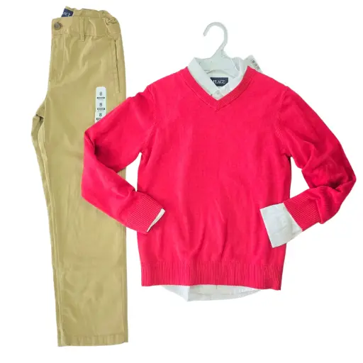 Outfit con sweater rojo talla 12