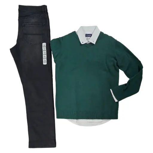 Outfit con sweater verde talla 12