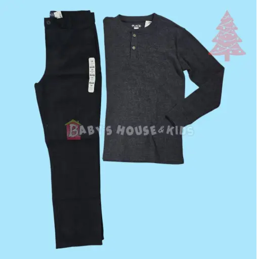 Camisa stretch gris oscuro y jeans talla 12