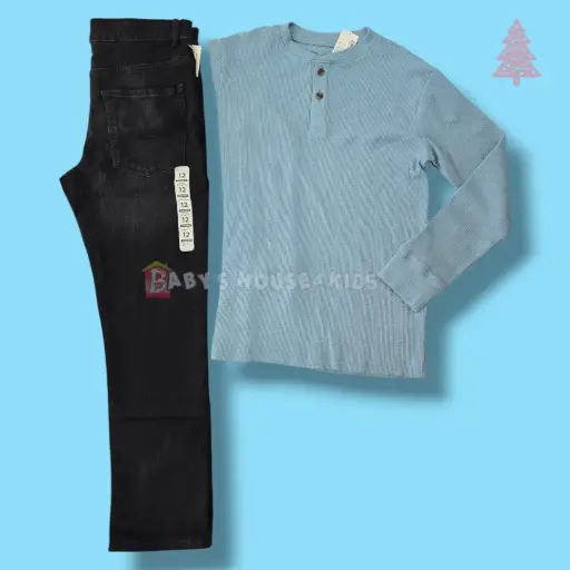 Camisa stretch azul celeste y pantalón stretch talla 12