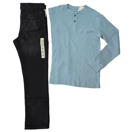 Camisa stretch azul celeste y pantalón stretch talla 12