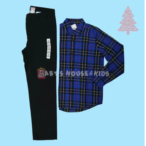 Camisa manga larga y pantalón color negro, talla 14