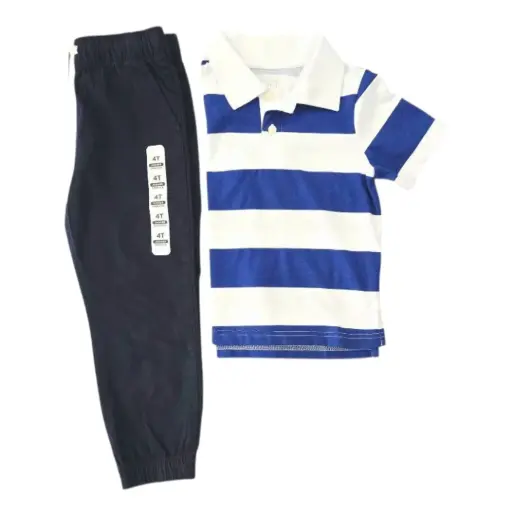 Camisa polo y Jogger azul marino, talla 4t 
