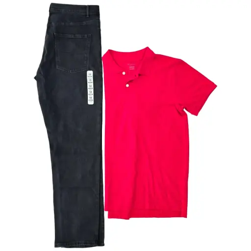 Polo roja y pantalón oscura talla 16