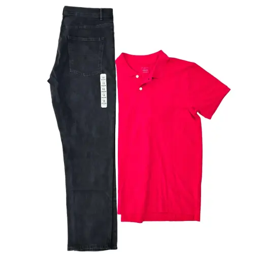 Polo roja talla 18 y Jeans + ancho talla 18( equivale a talla 31 de adulto)
