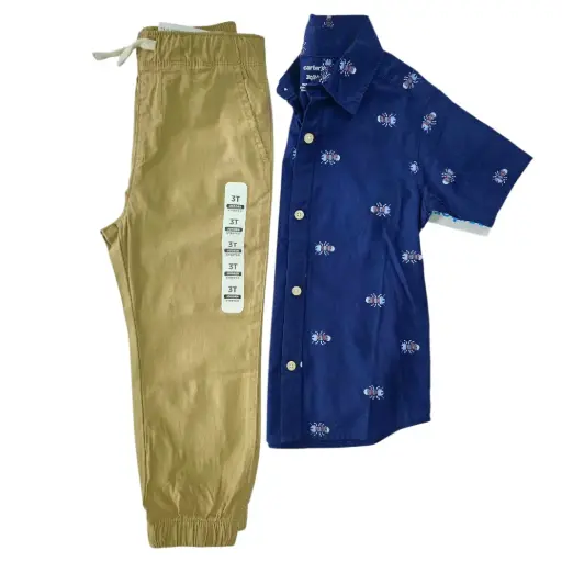 Camisa de botones y jogger, talla 4t