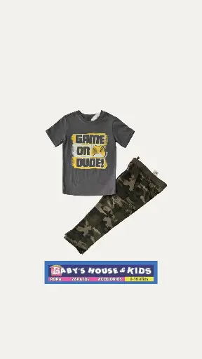 Set de camiseta gaming y pantalón bombero con ajustador de cintura talla 4t de varón 