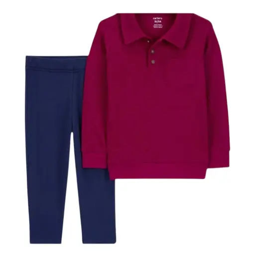 Set de polo manga larga, talla 24 meses