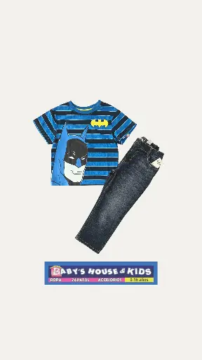 Camiseta de personaje y Jean para cintura mas ancha, talla 4t varón 