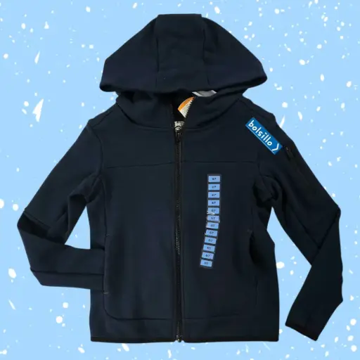 Chumpa azul con bolsillo, talla 6/7