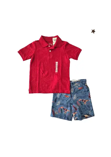 Camiseta polo y Short de dinosaurios talla 4t varón 