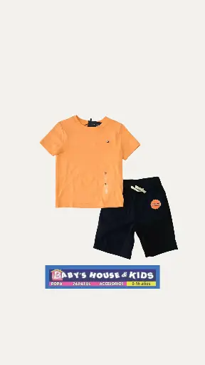 Camiseta y short cargo ajustable de cintura talla 5t de varón 