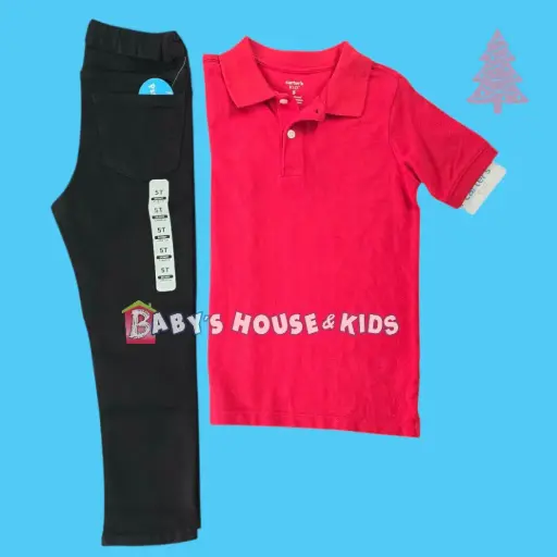 Polo color rojo y blue jeans talla 5