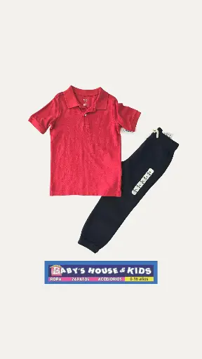Polo y jogger stretch azul marino talla 5t de varón 