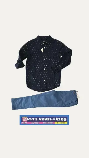 Manga de larga de botones y pantalón con ajustable en cintura talla 5t varón 
