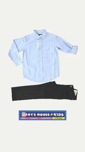 Camisa manga larga con botones y Jean Skinny negro, talla 5t varón 