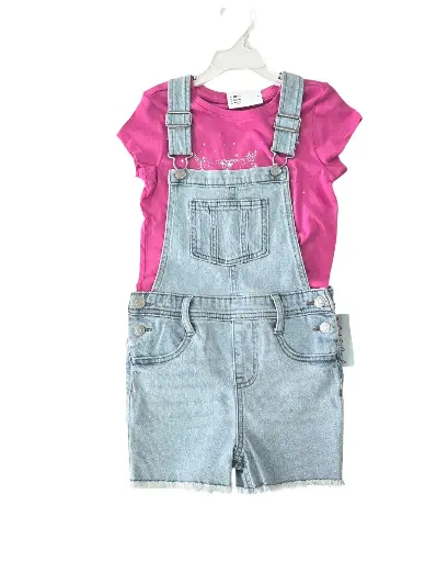 Overol short Stretch y camiseta Gap, talla 6 niña