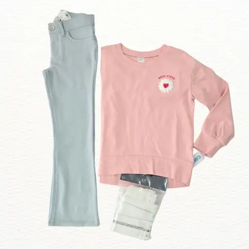 Camisa sweater  de algodón y jeggings, talla 6 