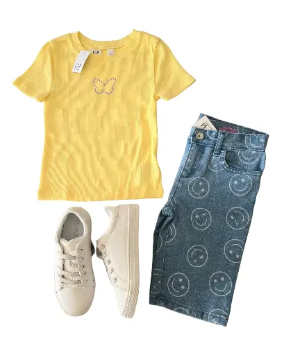 Blusa Gap y short largo stretch, talla 6 niña