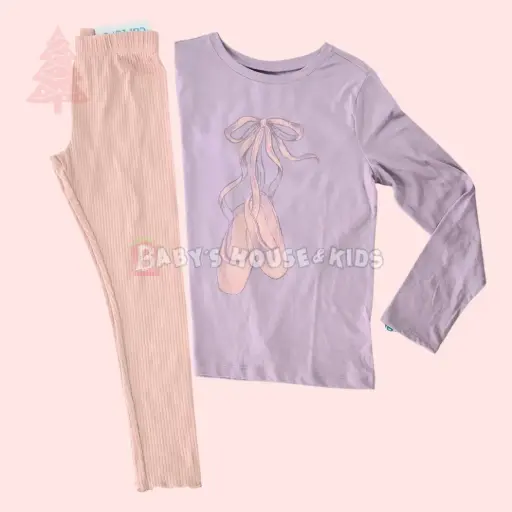 Camisa manga larga de algodón y leggings, talla 6 