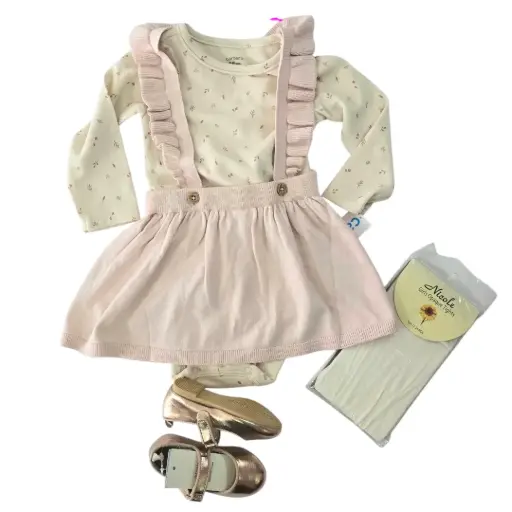 Vestido con falda overol, talla 12 meses