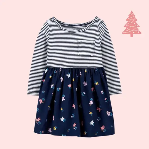 Vestido stretch manga larga,talla 12 meses