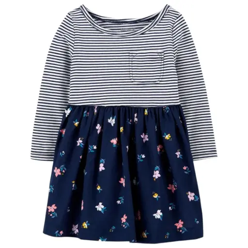 Vestido stretch manga larga,talla 12 meses