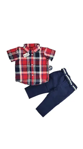 Set Camisa y Pantalón con faja talla 12 meses niño