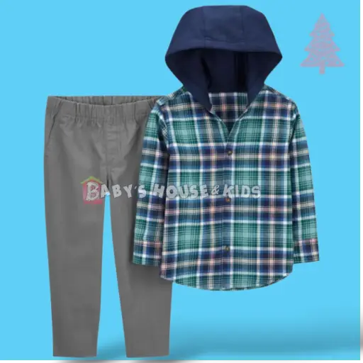 Set Camisa con gorro de algodón talla 18 meses varón 