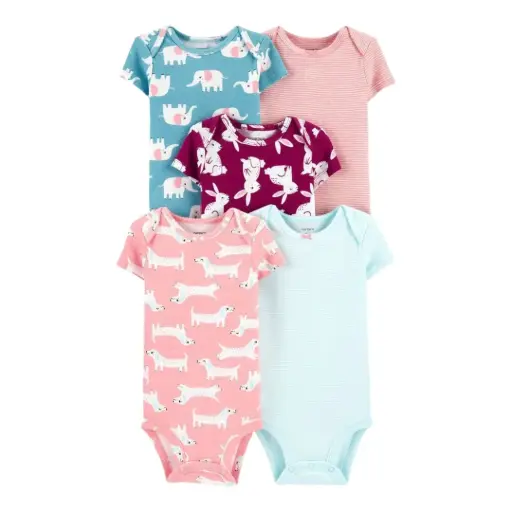 Set de 5 mamelucos manga corta, talla 18 meses 