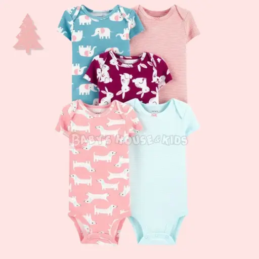 Set de 5 mamelucos manga corta, talla 18 meses 
