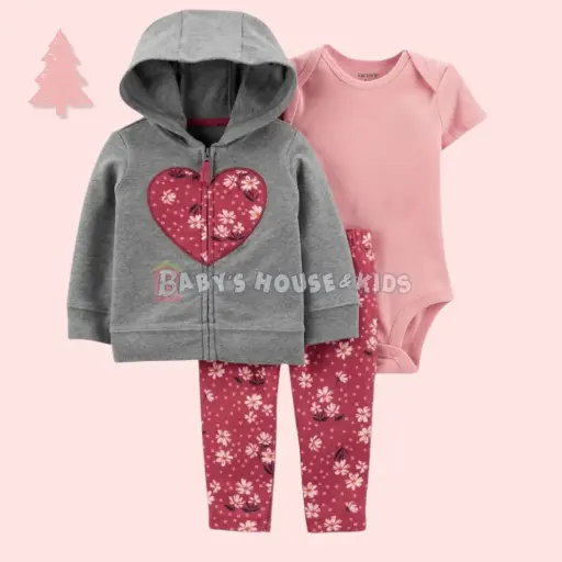 Set calientito 3 piezas, con chumpa gris, talla 18 meses 