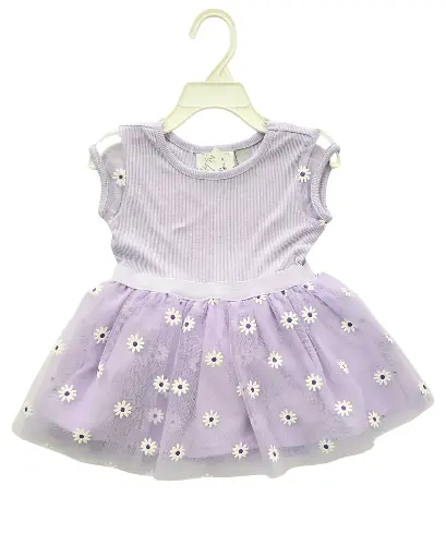 Vestido lila con tutú estampado de flores, talla 18-24 meses