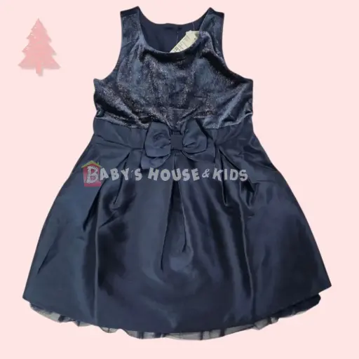 Vestido azul marino ,con forro interior y brillo en la parte superior, talla 18 meses 