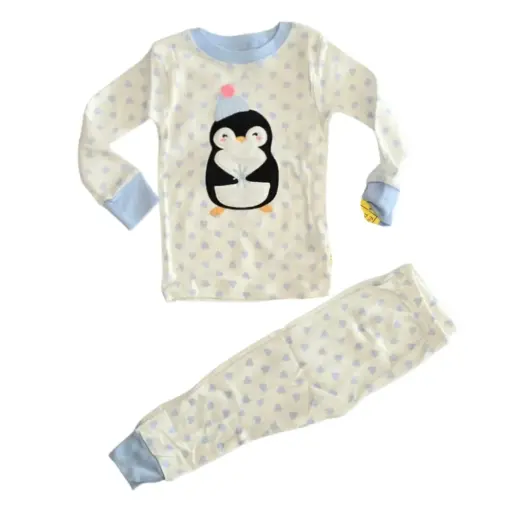 Pijama manga larga de pingüino , de tela de algodón, talla 18 meses