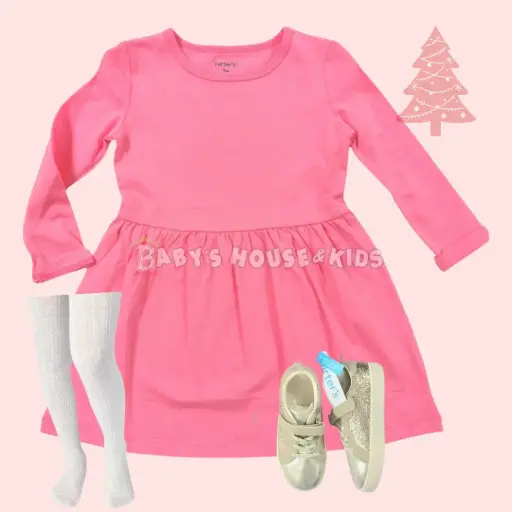 Vestido de algodón manga larga, talla 2t