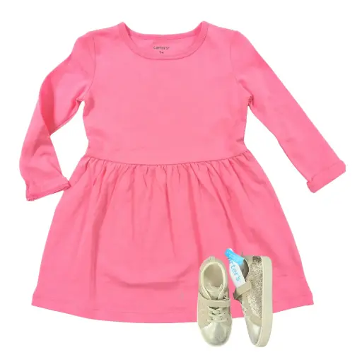 Vestido de algodón manga larga, talla 2t