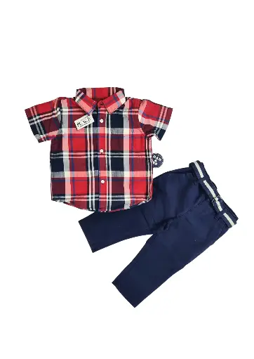 Set Camisa y pantalón con faja talla recién nacido varón 