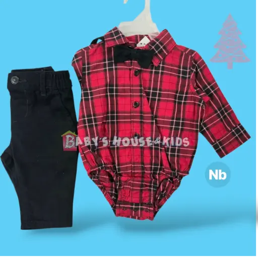 Set Formal con corbatín  recién nacido talla 0-3 meses