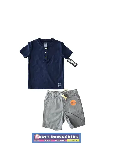 [Talla 2t] Set Camisa cuello chino y short con bolsas talla 2t