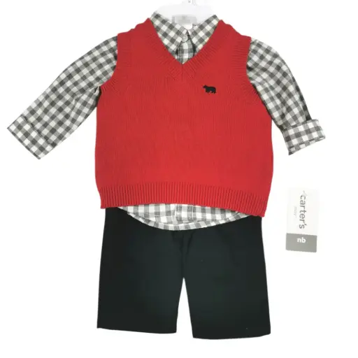 Set recien nacido con centro sweater rojo, talla 0-3 meses