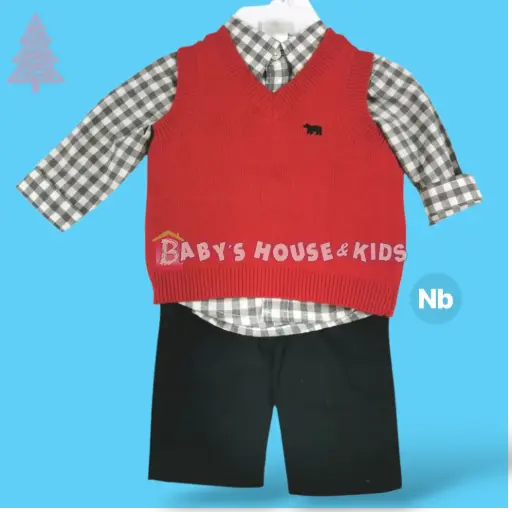 Set recien nacido con centro sweater rojo, talla 0-3 meses