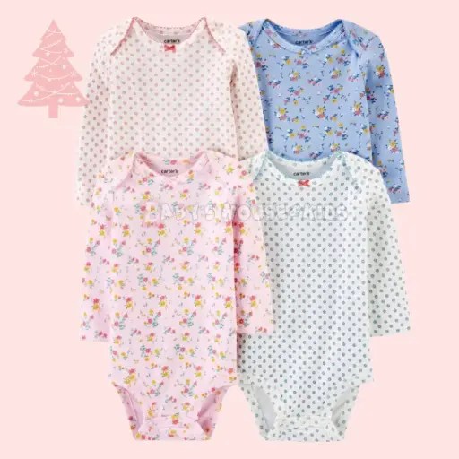 Set 4 Mamelucos manga larga, talla 24 meses 