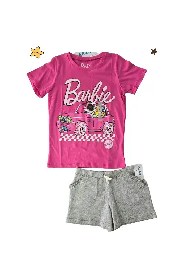 Camiseta de Personaje Barbie y Short, talla 7 niña
