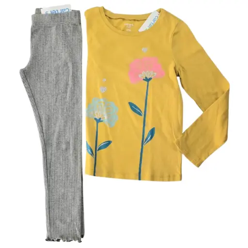 Manga larga de algodón y legging, talla 7