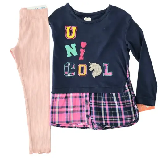 Blusa manga larga, tipo suéter de la parte superior y legging, talla 7 